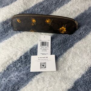 Coach Brown Floral Pencil Case